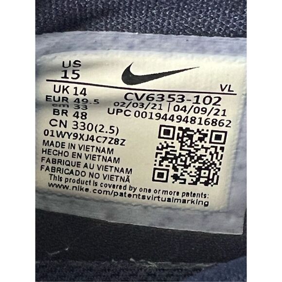 Nike Vapor Edge Turf White/navy blue Football Shoes Men’s Size 15 CV6353-103 - Picture 5 of 6